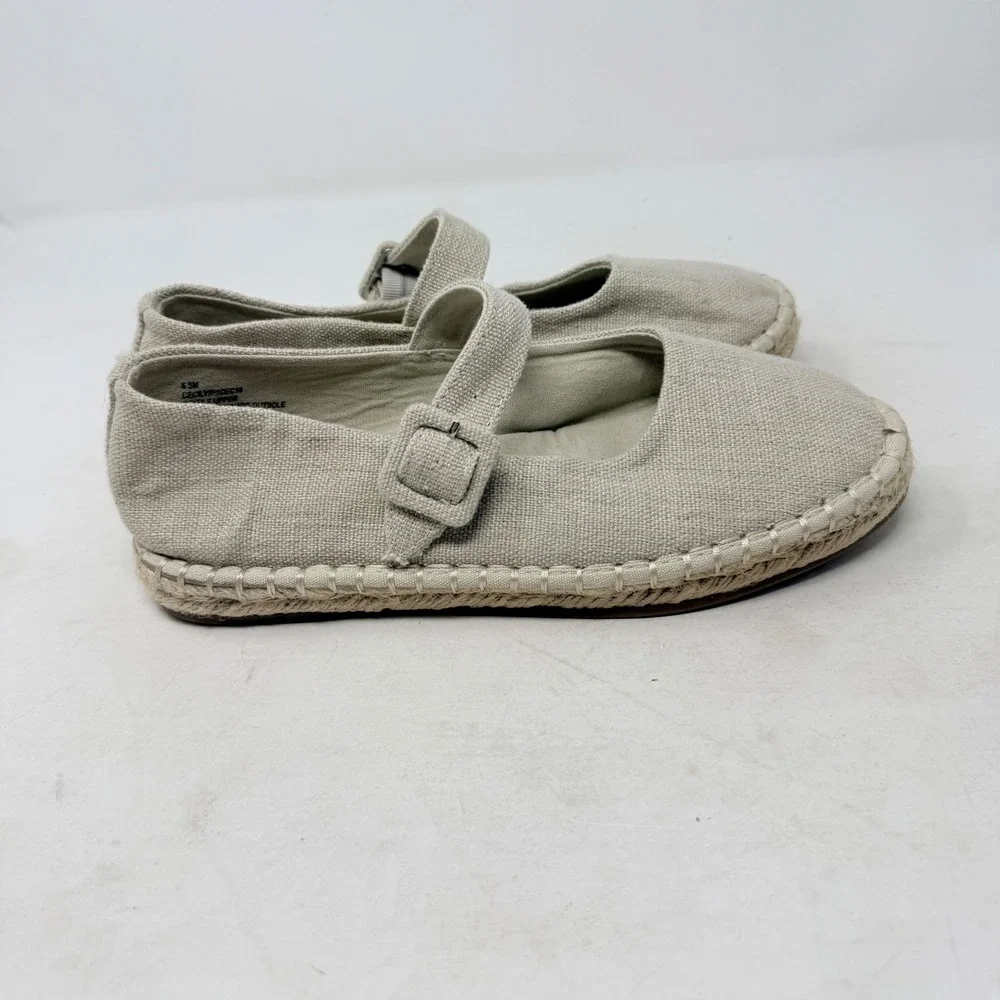 Haute Hippie Oatmeal Cecily Mary Jane Espadrille Flats Canvas‎ Size 8.5 Boho